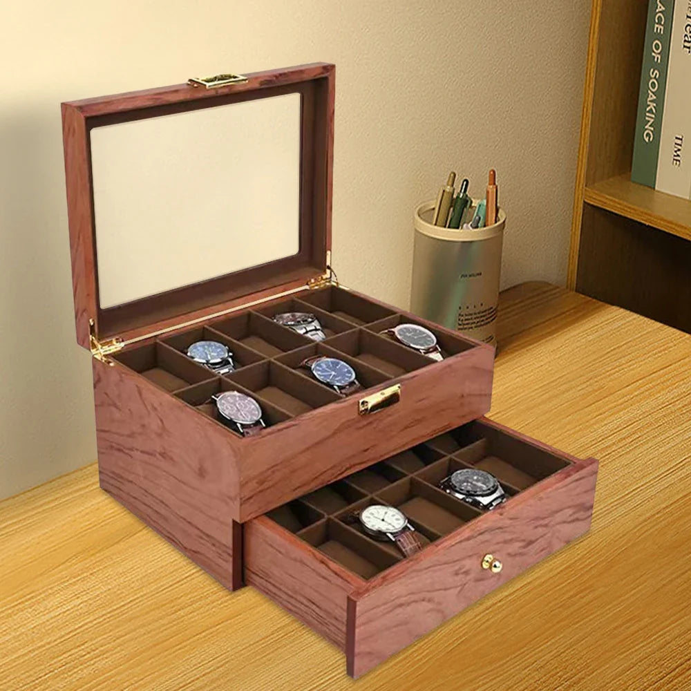 Coffret horloger deux niveaux avec tiroir inférieur