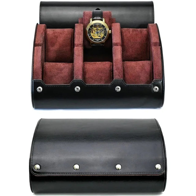 Rouleau de Voyage L’Escapade 6 montres noir et rouge profond