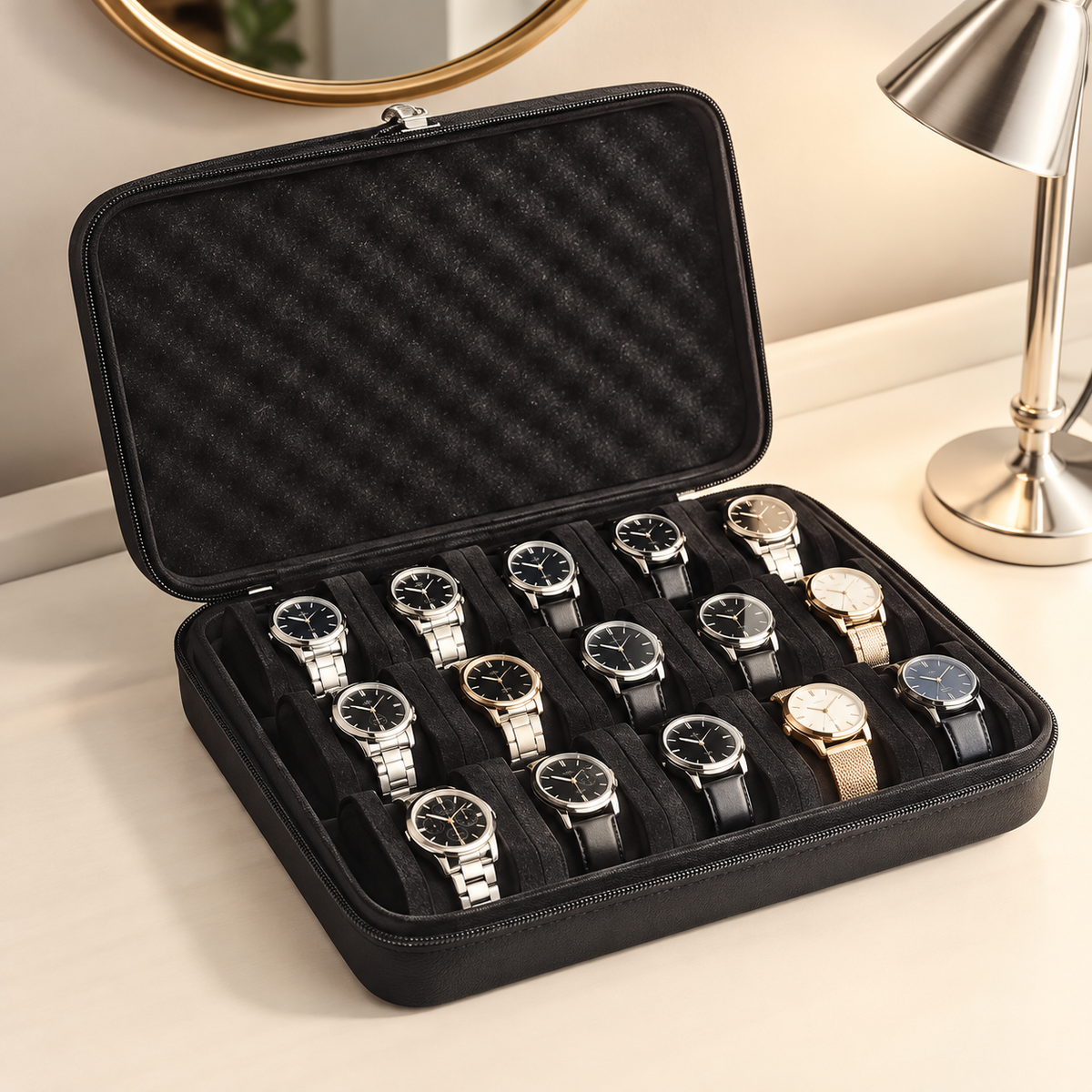 Mallette Grand Collectionneur noire, 15 montres