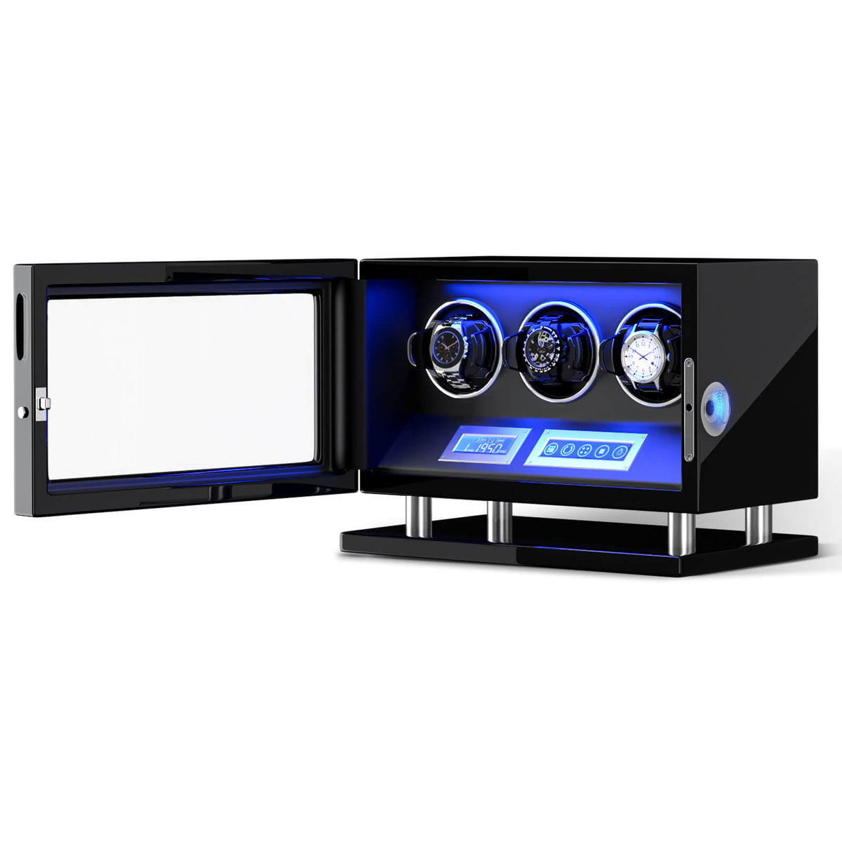Remontoir Automatique Souverain 3 montres avec éclairage LED et verrouillage par empreinte digitale